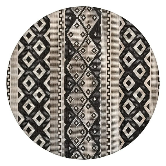 Bohemian Floral Round Table Cover with Elastic Border, Secure Fit for 52-56 Inch Tables, Colorful Tablecloth for Dining