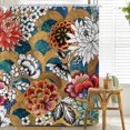 thumbnail image 1 of Bohemian Floral Shower Curtain (72" x 72"), Retro Colorful Boho Flowers Bathroom Curtain Vintage Bathtub Home Decor Waterproof Fabric Machine Washable with 12 Hooks, 1 of 6