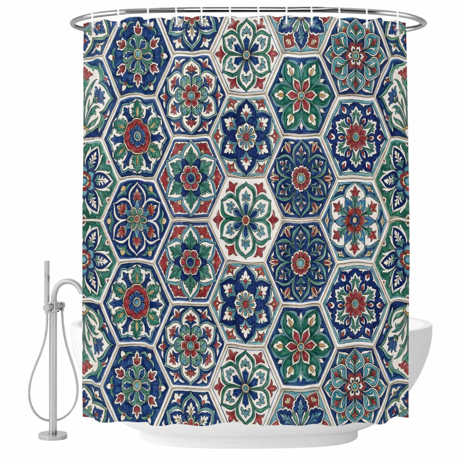 Bohemian Floral Shower Curtain for Bathroom, Boho Tribal Ethnic ...