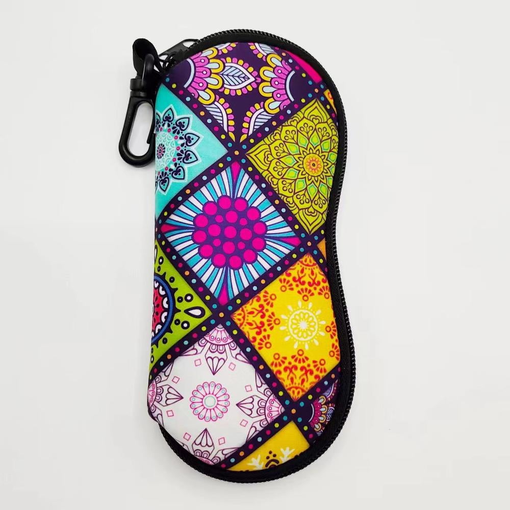 Bohemian Floral Sunglass Case with Carabiner - Lightweight Neoprene ...