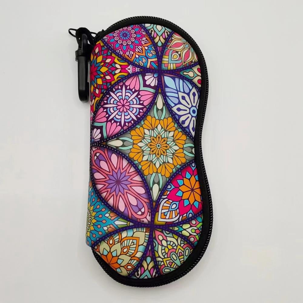 Bohemian Floral Sunglass Case with Carabiner - Lightweight Neoprene ...