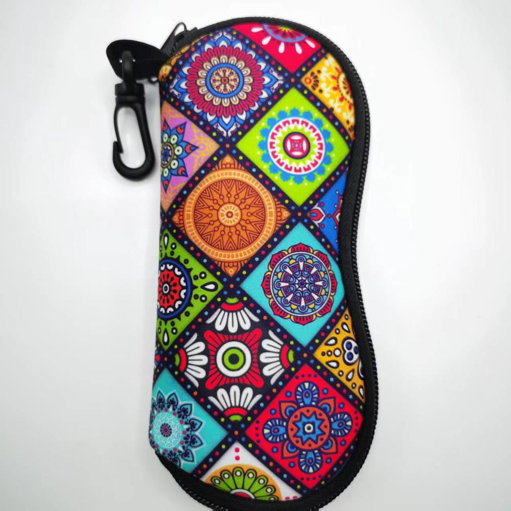 Bohemian Floral Sunglass Case with Carabiner - Lightweight Neoprene ...