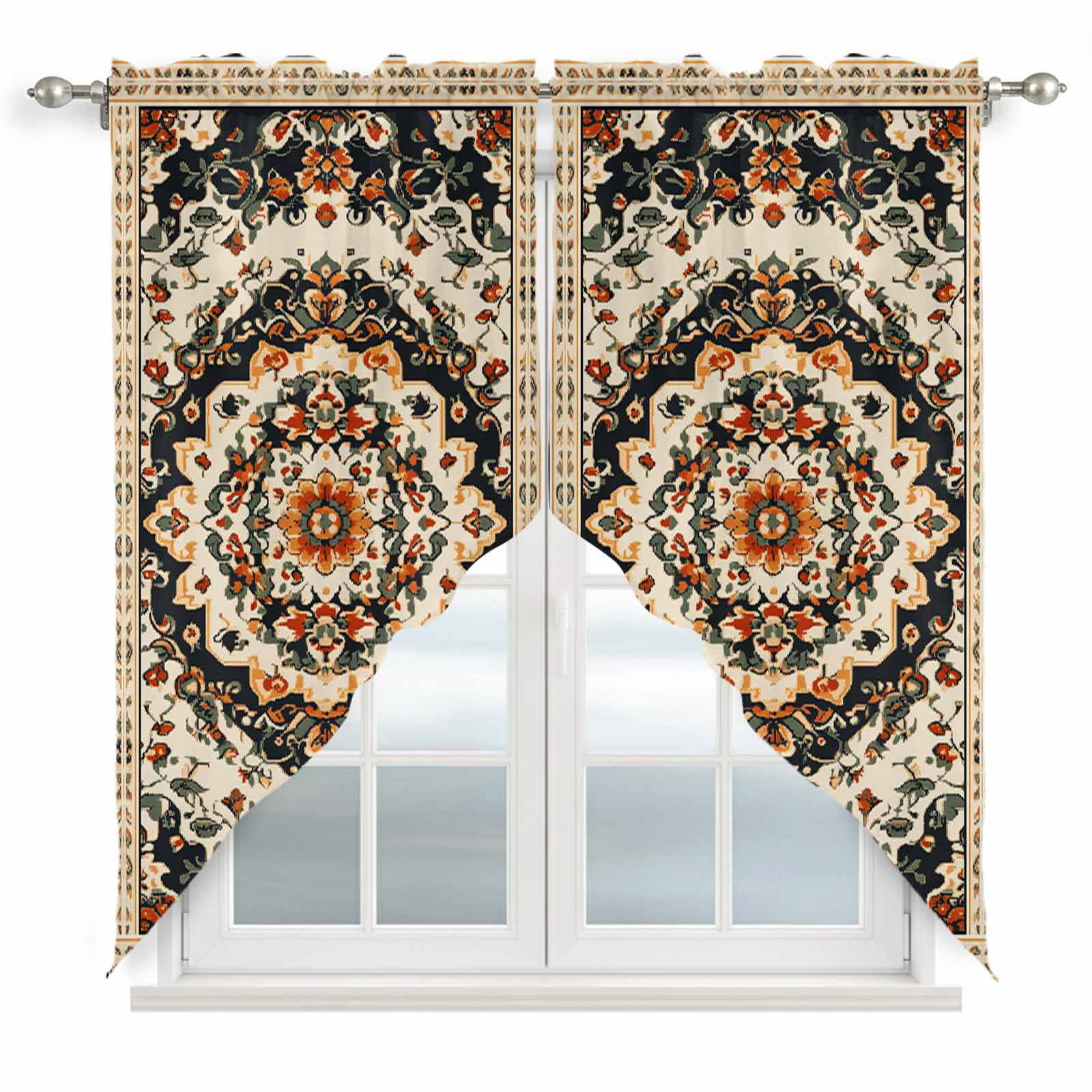 Visual Reference: Bohemian Floral Swag Curtains Vintage Boho Retro Ethnic Tribes Swag