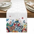 thumbnail image 1 of Bohemian Floral Table Runner - 108 Inch Long, Kitchen Dining Table Runner Dresser Scarves, Retro Abstract Flowers Boho Ethnic Farmhouse Decor for Coffee Tables Wedding Party Banquet, 1 of 8