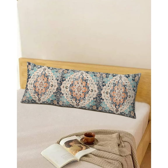 Bohemian Floral Throw Pillow Cover,Boho Print Rustic Abstract Geometric Rectangle Decorative Pillow Case Protector Soft Cushion Cover Lumbar Pillowcase for Couch Sofa Bedroom Car Decor 20x54 Inch