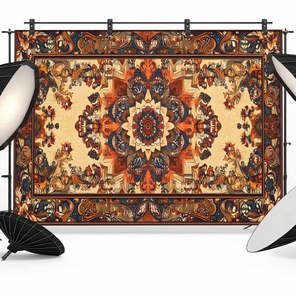 Bohemian Flower Backdrop for Photoshoot,Photography Photo Studio Background Wall Backdrop,Boho Tribal Colorful Distressed Printed Back Drop Banner Panel for Portraits Wedding Live Streaming 7x5Ft