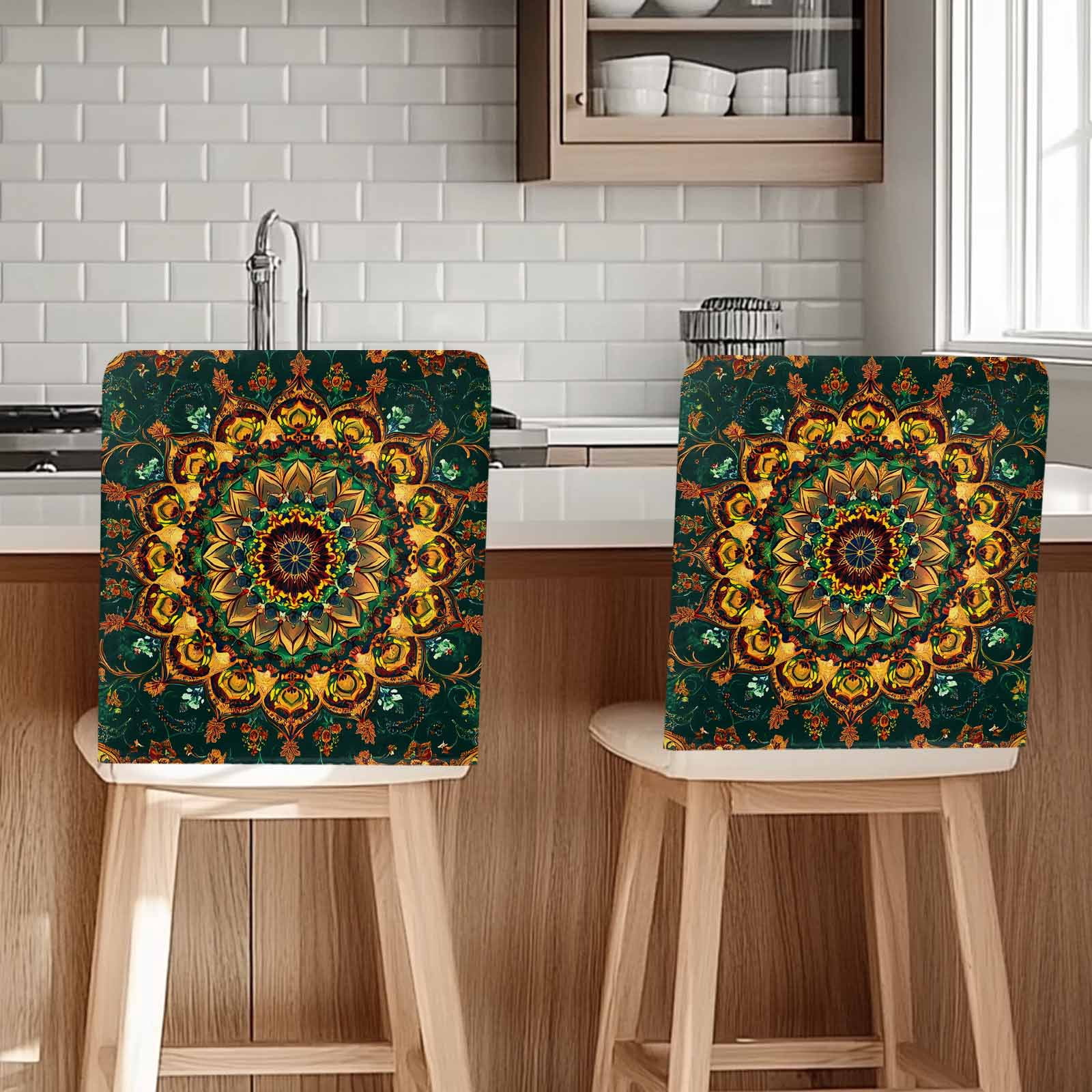 Bohemian Flower Chair Back Cover for Dining Room Set of 2, Colorful ...