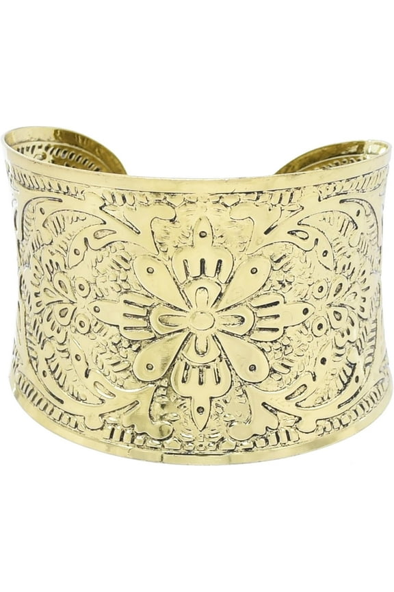 Bohemian Flower Cuff Bracelet for Women Vintage Gypsy Wide Bangle Open Wrap Wrist Jewelry Exaggerated Statement Arm Cuff Boho Punk Jewelry for Best Friend