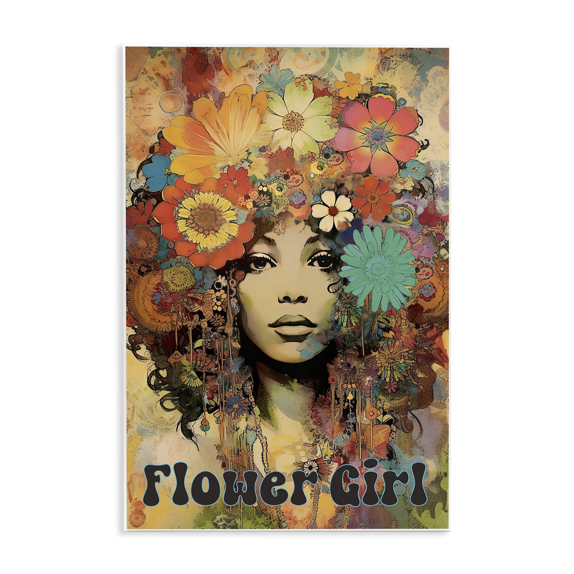 Bohemian Flower Girl Wall Plaque Art, design by Sasha