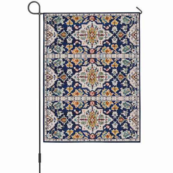Bohemian Flower House Flags For Outdoor, Vintage Boho Ethnic Tribal Floral Leaf Pattern Small Double Side Yard Flags Weather Proof House Decor for Lawn Outside Holiday 28 x 40 Inches