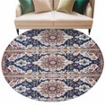 thumbnail image 1 of Bohemian Flower Pattern Round Area&nbsp;Rug 8ft Vintage Boho Ethnic Tribal Floral Leaf Non-Slip&nbsp;Washable Circle Rugs Soft Felt Indoor Floor Mat for Bedroom Kitchen Living Room Bathroom, 1 of 9