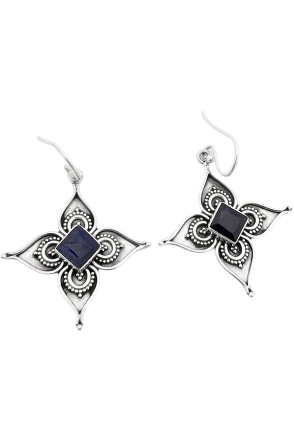 Bohemian Flower Petal Dangle Earrings for Women.Vintage Pattern Drop Earrings Blue Crystal Earrings Fashion Jewelry Gifts for Women