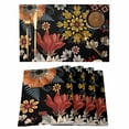 thumbnail image 1 of Bohemian Flower Placemats Set of 1, Retro Yellow Red Beige Floral Art Black Background Non-Slip Place Mats Washable Table Mats for Kitchen Dining Table Decorations Indoor/Outdoor, 1 of 9