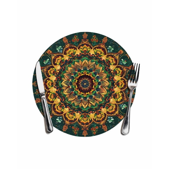 Bohemian Flower Round Placemats for Dinning Tables,Heat-proof Braided ...