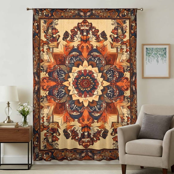 Bohemian Flower Sheer Curtains 72 Inches Long, Boho Tribal Colorful Distressed Printed Light Filering Curtains, Breathable Simi Curtain Privacy Drapes for Living Room Bedroom Window Treatment