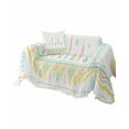 thumbnail image 1 of Bohemian Flower Sofa Couch Covers for Dog,Washable Sectional Couch Slipcovers for Loveseat with Tassels,Botanical Aqua Yellow White Minimalist Aztec Non Slip Sofa Throw Cover Blanket Large 71x102, 1 of 8