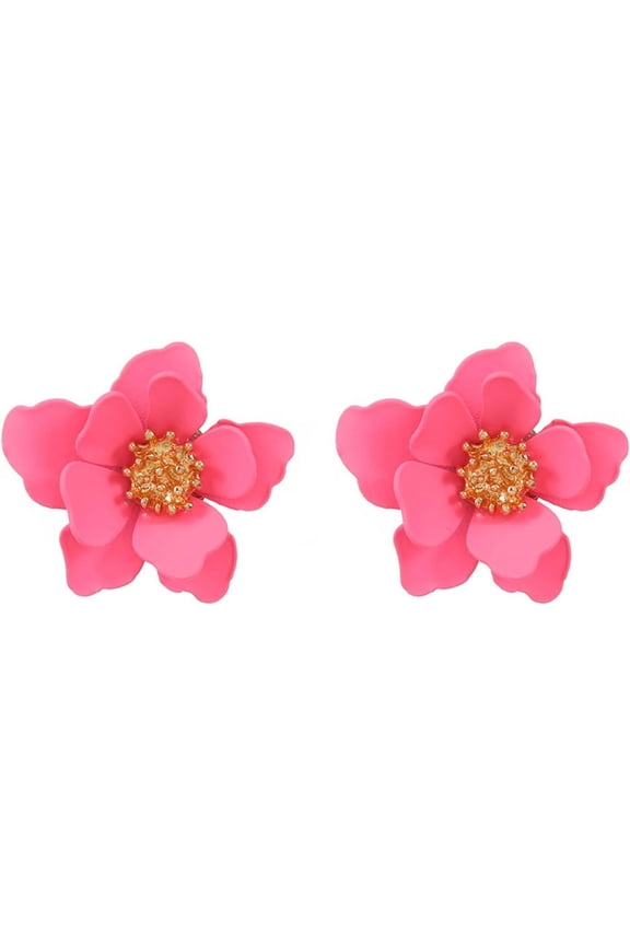 Bohemian Flower Stud Earrings for Women Fashion Elegant Handmade Colorful Flower Shaped Daisy Earrings Layered Floral Petal Stud Earring Personalized Statement Ladies Jewelry