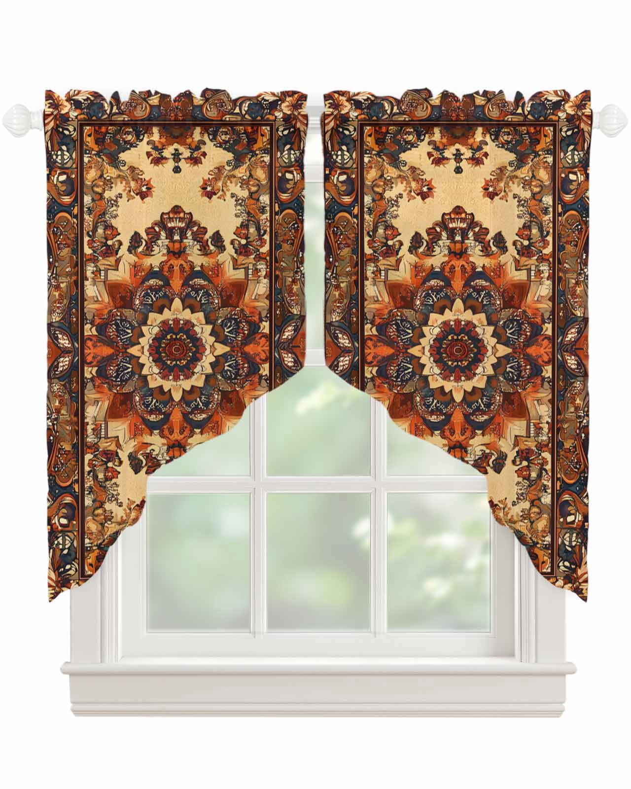 Bohemian Flower Swag Valances for Windows, Boho Tribal Colorful ...