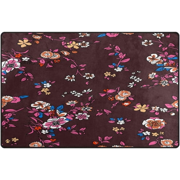 Bohemian Flowers Area Rugs Colorful Large Non-Slip Floor Mat Decorative Carpets Doormat for Kitchen Living Dining Dorm Playing Room Bedroom 31 x 20inch