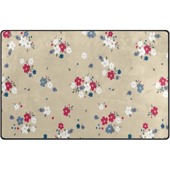 Bohemian Flowers Area Rugs Colorful Large Non-Slip Floor Mat Decorative Carpets Doormat for Kitchen Living Dining Dorm Playing Room Bedroom 60 x 39inch
