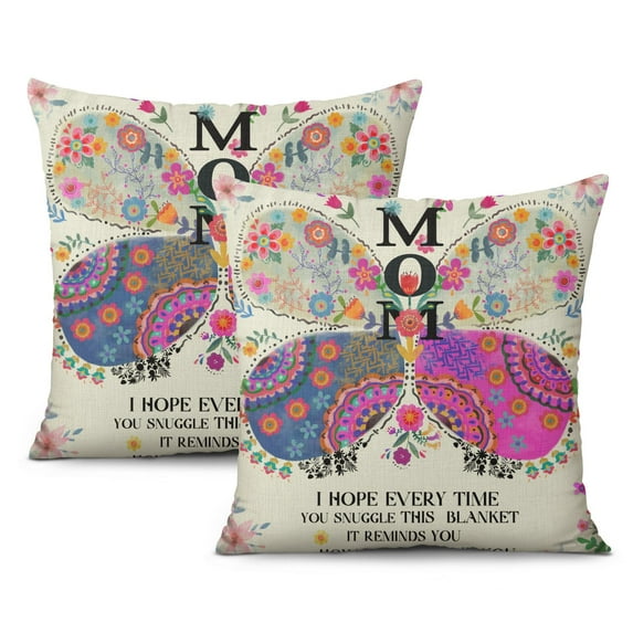 Bohemian Flowers Decorative Pillows Inserts & Covers,Soft Pillow Cas Covers,linen Pillowcases Double-sided Printing for Sofa Couch Outdoor Decor,Pillowcases Set Of 2,16x16 Inches