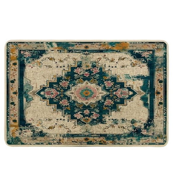 Bohemian Flowers Front Floor Mats Boho Floral Door Mat Comfort Non Slip Washable Rugs Porch Mats for Kitchen Bathroom Indoor Outdoor Entrance Mandala Doormat Home Decoration