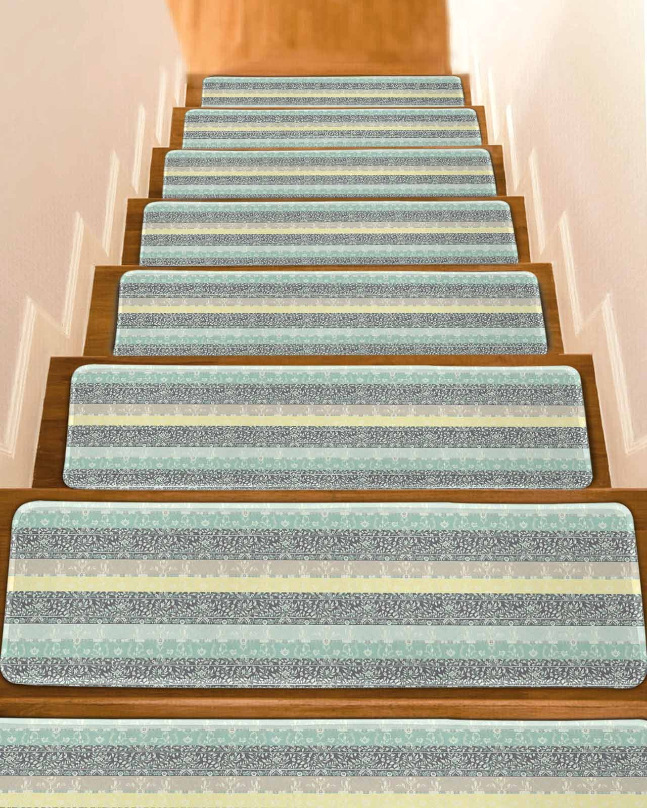 Bohemian Flowers Non-Slip Stair Treads for Wooden Steps, 7 Pack 8x30 ...