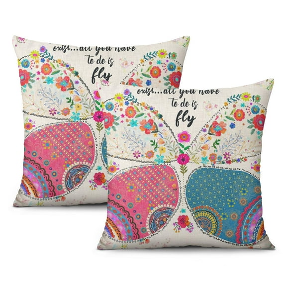 Bohemian Flowers Throw Pillow Covers Inserts & Covers,Soft Pillow Cas Covers,linen Pillowcases Double-sided Printing for Sofa Couch Outdoor Decor,Pillowcases Set Of 2,20x20 Inches