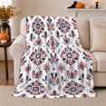 thumbnail image 1 of Bohemian Folk Art Floral Pattern, Festive Botanical Garden Scene, Warm Flannel Blanket for Sunroom and Reading Nook, Garden Lovers Housewarming Gift, Botanical Home Decor, 1 of 9