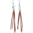 thumbnail image 1 of Bohemian Fringe Leather Earrrings Handmade Tassel Earrings with Turquoise Long Western Statement Dangel Earrings Vintage Long Turquoise Leather Tassel Earrings for Women Jewelry, 1 of 9