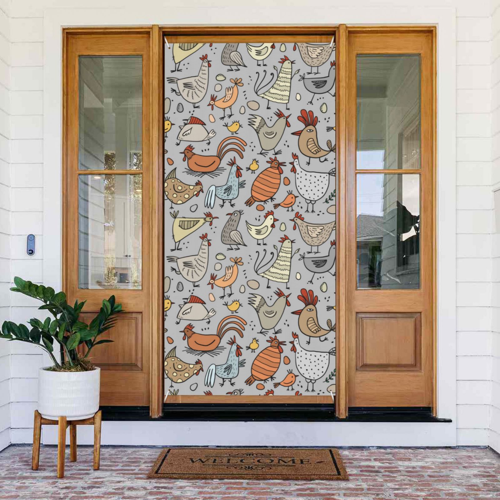 Bohemian Funny Cute Chicken Door Covers Decorative, Door Banner