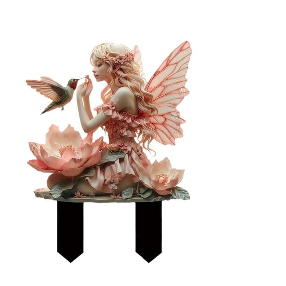 Bohemian Garden Fairy Statue Outdoor Decor, Acrylic Garden Fairies Statues Decoration for Outside Lawn Yard Patio, Garden Ornament Gift, Ground Insert Decor