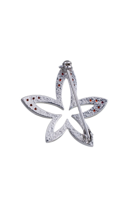 Bohemian Garnet Sterling Silver Flower Brooch