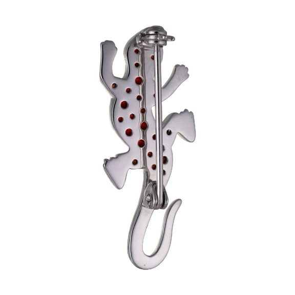 Bohemian Garnet Sterling Silver Lizard Brooch