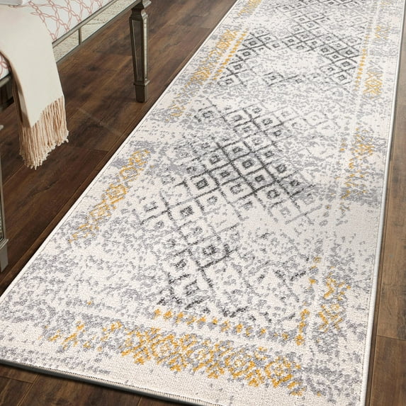 Bohemian Geometric Area Rug 2'x7' Yellow Runner Rug