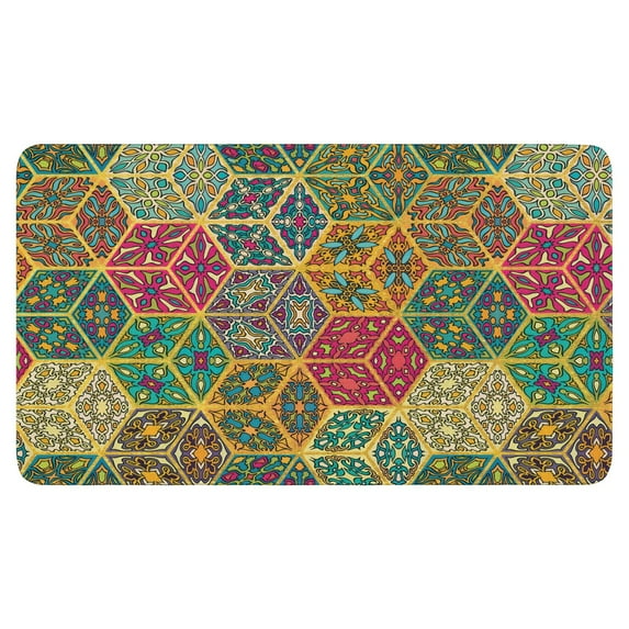 Bohemian Geometric Diamond Design (3) Door Mat 30 X 17 Inch Welcome Doormat Indoor Outdoor Entrance Floor Mat Non Slip Spring Summer Decor Rubber Mats
