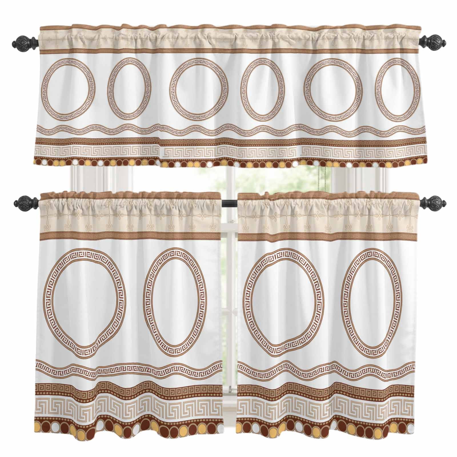Bohemian Geometric Kitchen Curtains Sets for Windows 24 Inch Length ...