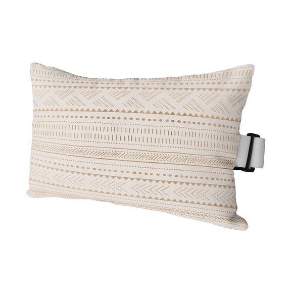Bohemian Geometric Outdoor Pillows for Chaise Lounge Chair Waterproof Lumbar Pillows with Insert&Adjustable Elastic Strap Beach Headrest Pillow Aztec Ethnic Brown Stripes Vintage Pool Pillow 11"x16"