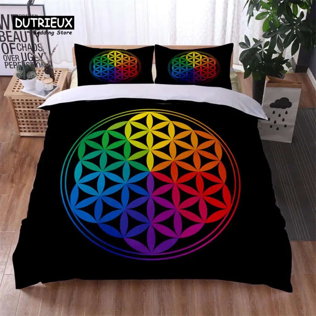 Bohemian Geometric Pattern Bedding Set Dragonfly Chic Mandala Floral