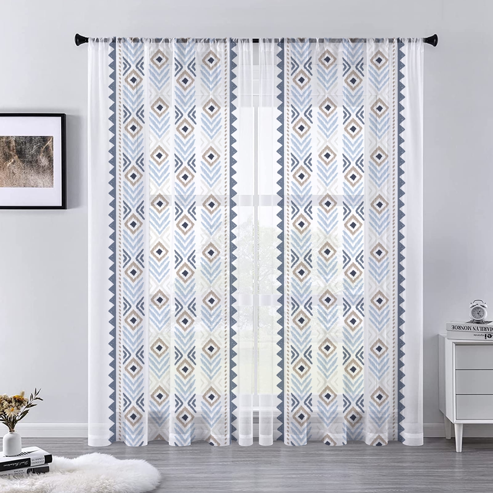 Bohemian Geometric Pattern Sheer - Bohemian Geometric Pattern Sheer Voile Curtain Exotic Lines Print Window Tulle Curtains For Living Room Bedroom Window R 08f2c38c 8d5f 49c4 A5f2 05bd03e2828a.71db9d8d2f268d71403dcf7e3d808666 
