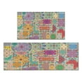 thumbnail image 1 of Bohemian Geometric Patterns Retro Kitchen Rugs and Mats Sets Of 2, Funny Kitchen Decoration Rubber Backing Non-Slip Absorbent Mats for Sink Waterproof Runner Rug for Laundry Room 17x30+17x48inch, 1 of 7