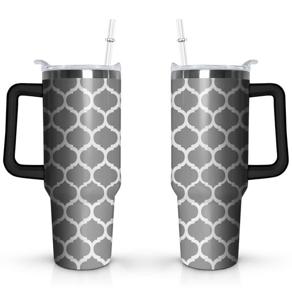 Bohemian Geometry 40 OZ Tumbler Cup with Lid and Straw Gifts for Mom Friend Sister Grandma