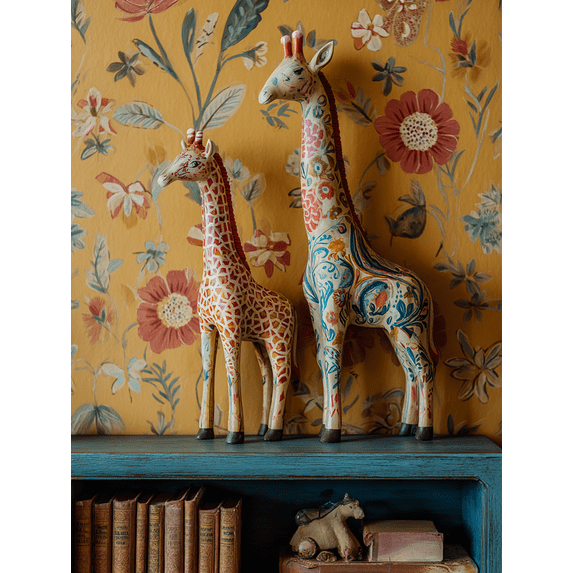 Bohemian Giraffe Canvas Print, Boho Animal Wall Art for Living Room Bedroom Dining Room Office Nursery Playroom Kitchen Decor