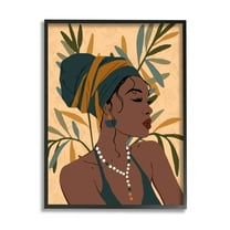 Bohemian Girl Botanical Leaves Botanical & Floral Graphic Art Black Framed Art Print Wall Art