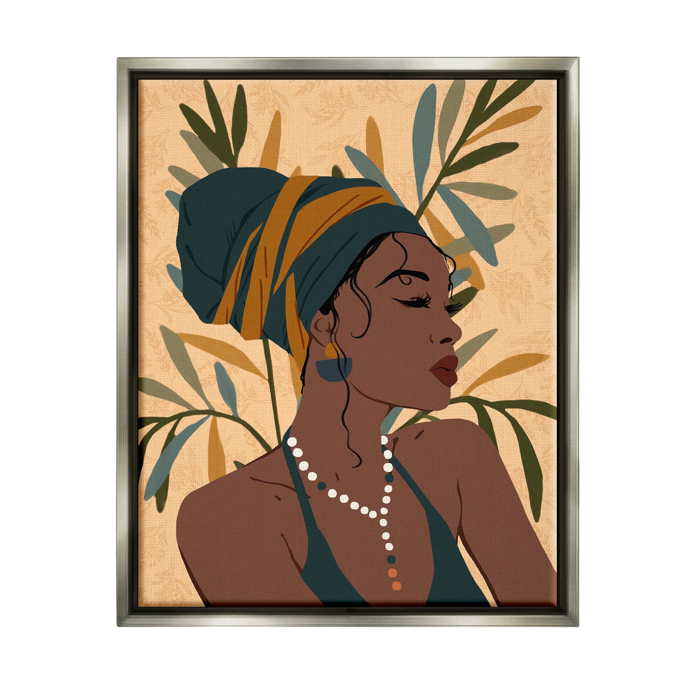 Bohemian Girl Botanical Leaves Botanical & Floral Graphic Art Luster Gray Framed Art Print Wall Art