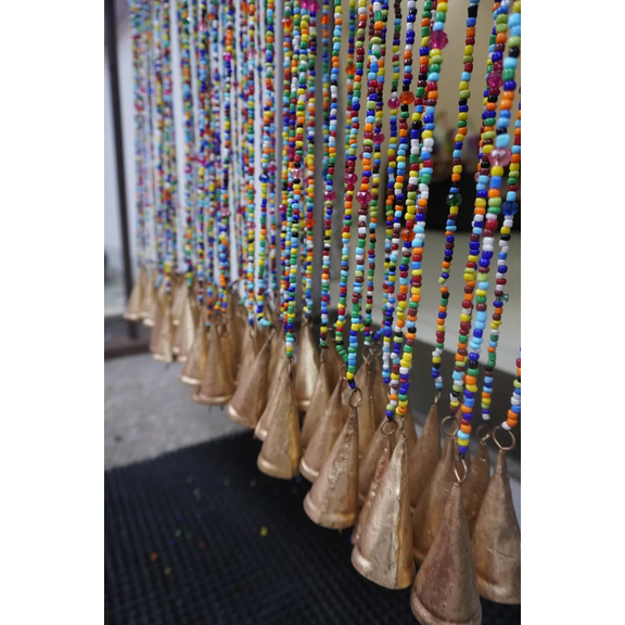 Bohemian Glass Beaded Curtain: Colorful Doorway Decor with Bells