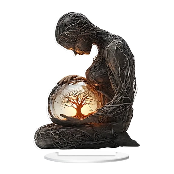 Bohemian Goddess Statue, 2D Acrylic Plaque Desktop Ornament, Nature Spirit Art Desk Decor & Shelf Organizer, Multi Functional for Plant Lovers Office/Home