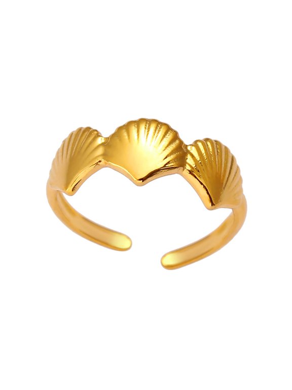 Bohemian Gold Shell Starfish Adjustable Rings for Women ummer Ocean Punk Jewelry - Seashell