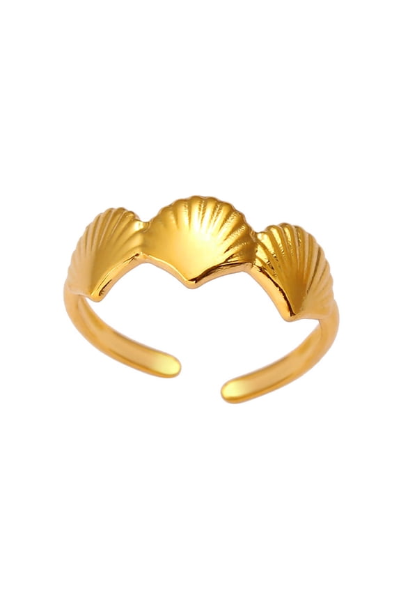 Bohemian Gold Shell Starfish Adjustable Rings for Women ummer Ocean Punk Jewelry - Seashell