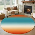 thumbnail image 1 of Bohemian Gradient Blue Round Living Room Rugs 6 ft, Modern Minimalist Red Orange Ocean Beach Washable Area Rug with Non-Slip Sturdy Edge Binding Round Carpet for Kitchen Office Bedroom, 1 of 9